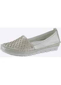 Slipper Gemini, Damen, Gr. 41, silber (silberfarben), Glattleder, Schuhe Slipper