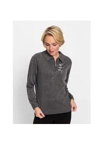 Classic Dog Polokragenpullover CLASSIC "Pullover", Damen, Gr. 40, grau (anthrazit, meliert), 85% Polyacryl, 10% Polyester, 5% metallisierte Fasern, unifarben, Pullover