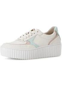 Plateausneaker Gabor, Damen, Gr. 39, creme, pastellfarben, Nappaleder, Schuhe Plateausneaker, Freizeitschuh, Halbschuh, Schn&uuml;rschuh mit Best Fitting-Ausstattung