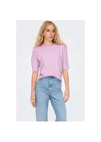 Strickpullover Only "ONLRICA LIFE 2/4 PULLOVER KNT NOOS", Damen, Gr. XL, pastel lavender detail:with melange, Strick, Obermaterial: 93% Polyester, 4% Nylon, 3% Elasthan, meliert, regular fit h&uuml;ftlang, Rundhals, Rippb&uuml;ndchen, Pullover Strickpullover, Materialmix