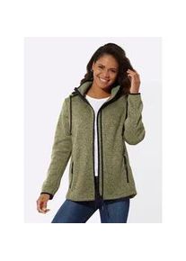 Fleecejacke Casual Looks, Damen, Gr. 46, gr&uuml;n (schilf, meliert), 100% Polyester, meliert, Jacken Fleecejacke