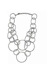 Collierkettchen Steuer "Collier aus Ringen rhodiumfarben", silber (silbergrau), Halsketten, Damen, 54cm, Metall, L: 54, gl&auml;nzend