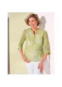 Schlupfbluse Classic Basics, Damen, Gr. 48, gr&uuml;n (pistazie), 100% Polyester, gemustert, V-Ausschnitt, Blusen Schlupfbluse