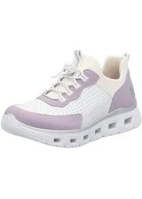 Slip-On Sneaker Rieker SPORT "vegan", Damen, Gr. 42, wei&szlig; (wei&szlig;, flieder), Lederimitat, Textil, Schuhe, Slipper, Halbschuh, Freizeitsneaker mit MemoSoft-Ausstattung