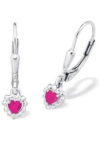Paar Ohrh&auml;nger Amor "2021183", pink (silberfarben, fuchsia, fuchsia), Ohrringe, M&auml;dchen, 5mm, Silber 925 (Sterlingsilber), mit Zirkonia (synth.)