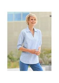 Hemdbluse Classic Basics, Damen, Gr. 36, blau (bleu, wei&szlig;, gestreift), 50% Baumwolle, 50% Polyester, gemustert, gestreift, Blusen Hemdbluse