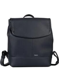 Rucksack Gabor "Lenea", Damen, Gr. B/H/T: 28cm x 33cm x 9cm, blau, Polyurethane, Basic, Rucks&auml;cke Rucksack, aus leicht genarbtem Lederimitat mit dekorativen Ziern&auml;hten