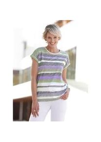 T-Shirt Classic Basics "Kurzarm-Shirt", Damen, Gr. 50, grau (anthrazit, lavendel, geringelt), 100% Baumwolle, bedruckt, gemustert, gestreift, mehrfarbig, Rundhals, Shirts T-Shirt