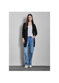 Strickjacke Street One, Damen, Gr. 34, schwarz, Stoff, 70% Viskose, 30% Nylon, unifarben, normal lang, ohne Ausschnitt, B&uuml;ndchen, Strickjacken Strickjacke, aus softer Viskose