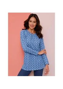 Longshirt Classic Basics "Longshirt", Damen, Gr. 48, blau (eisblau, royalblau, bedruckt), 100% Baumwolle, gemustert, mehrfarbig, Rundhals, Shirts Longshirt