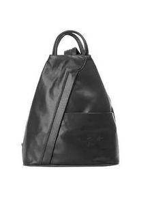 Cityrucksack Samantha Look, Damen, Gr. B/H/T: 30cm x 24cm x 13cm, onesize, schwarz, Leder, Rindsleder, Rucks&auml;cke Cityrucksack, echt Leder, Made in Italy
