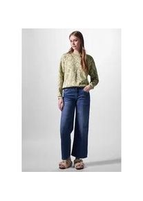 Langarmshirt STREET ONE STUDIO, Damen, Gr. 44, gr&uuml;n (mild gr&uuml;n), Stoff, 49% Polyester, 43% Viskose, 8% Elasthan, gemustert, normal normal, Rundhals, elastischer Bund, Shirts Langarmshirt, aus elastischem Materialmix