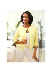 Cardigan Lady, Damen, Gr. 46, gelb (zitrone), 70% Viskose, 30% Polyamid, unifarben, Strickjacken