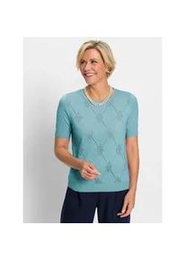 Classic Dog Kurzarmpullover CLASSIC "Pullover", Damen, Gr. 40, blau (aquamarin), 100% Polyacryl, unifarben, Pullover