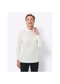 Stehkragenshirt Classic Basics "Stehkragen-Shirt", Damen, Gr. 50, beige (ecru), 100% Baumwolle, unifarben, Shirts Stehkragenshirt
