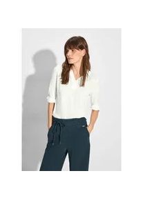 Poloshirt Cecil, Damen, Gr. XL (44), wei&szlig; (vanillewei&szlig;), Stoff, 95% Viskose, 5% Elasthan, unifarben, normal normal, hoch geschlossener Ausschnitt, B&uuml;ndchen, Shirts, mit 3/4 &Auml;rmeln