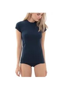 T-Shirt Mey "Cotton Pure", Damen, Gr. 46, blau (night blau), Single Jersey, Obermaterial: 94% Baumwolle, 6% Elasthan, bequem h&uuml;ftbedeckend, Rundhals, Shirts T-Shirt, Rundhalsausschnitt mit Turtleneck