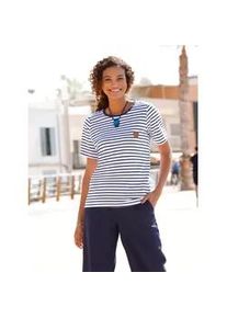 T-Shirt Casual Looks "Shirt", Damen, Gr. 40, blau (marine, wei&szlig;, gestreift), 50% Baumwolle, 50% Modal, gemustert, mehrfarbig, Rundhals, Shirts T-Shirt