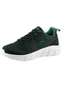 Sneaker Skechers "Bobs SportTM B Flex &ndash; Chill Edge", Herren, Gr. 44, schwarz (schwarz, gr&uuml;n), Lederimitat, Mesh, kontrastfarbene Details, Schuhe Sneaker, Chunky Sneaker, Schn&uuml;rschuhe in veganer Verarbeitung