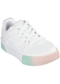 Sneaker Skechers "JADE-SOFT GLOW", Damen, Gr. 28, gr&uuml;n (wei&szlig;, gr&uuml;n), Lederimitat, kontrastfarbene Details, Schuhe Sneaker, Schn&uuml;rschuh mit Regenbogenlaufsohle, Gr&ouml;&szlig;enschablone zum Download
