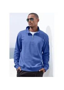 Sweatshirt John Devin, Herren, Gr. S (44/46), blau, angeraute Sweatware, Obermaterial: 60% Baumwolle, 40% Polyester, unifarben, regular fit normal, Rundhals, angesetztes B&uuml;ndchen, Sweatshirts Sweatshirt, Langarm, Pullover mit Rei&szlig;verschluss am Stehkragen