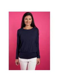 Langarmshirt Seidel Moden, Damen, Gr. 36, blau (navy, exklusiv bei otto), Jersey, Obermaterial: 95% Viskose, 5% Elasthan, unifarben, relaxed fit h&uuml;ftbedeckend, Rundhals, abgesteppt, Shirts Langarmshirt, mit breitem, elastischen Bund - MADE IN GERMANY