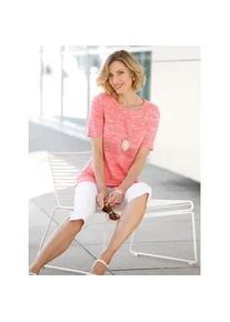 Rundhalspullover Classic Basics "Pullover", Damen, Gr. 36, rosa (flamingo, meliert), 75% Polyacryl, 25% Baumwolle, unifarben, Pullover Rundhalspullover