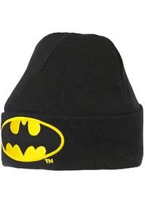 Strickm&uuml;tze logoshirt "DC - Batman Logo", Jungen, schwarz, 100% Polyacryl, bestickt, mehrfarbig, M&uuml;tzen Strickm&uuml;tze, mit coolem Batman-Logo