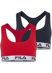 Bustier Fila "WOMAN BUSTIER", Damen, Gr. L, N-Gr, rot (rot navy), Obermaterial: 95% Baumwolle, 5% Elasthan, unifarben, BHs Bustier, ohne Polsterung und ohne B&uuml;gel, Racerbackr&uuml;cken