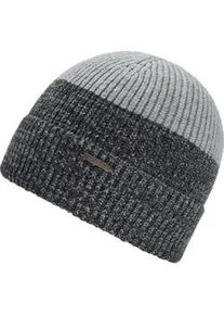 Beanie Chillouts "Felix Hat", Herren, grau (dunkelgrau), Rippstrick, Baumwollmischung, mehrfarbig, meliert, unifarben, M&uuml;tzen Beanie, in Two-Tone Optik mit Umschlag