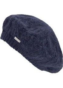 Baskenm&uuml;tze Chillouts, Damen, blau (navy), Feinstrick, Materialmix, Zopfmuster, unifarben, M&uuml;tzen, f&uuml;r k&uuml;hle Herbst- und Wintertage