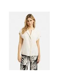 Kurzarmbluse Milano Italy, Damen, Gr. 36, beige (sand), Web, Material: 84% Modal, 16% Polyester, unifarben, regular fit normal, Rundhals, weit, Blusen, mit &uuml;berschnittenen Schultern