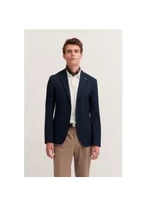 Sakko Bugatti, Herren, Gr. 48, blau (390, marine), 67% Baumwolle, 28% Polyamid, 5% Elasthan, unifarben, normal, Manschette, Sakkos Sakko, mit Reverskragen