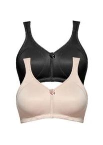 Entlastungs-BH SuSa "2er Pack Entlastungs BH Topsy Plus", Damen, Gr. 95, Cup E, bunt (schwarz cappuccino), Stoff, Obermaterial: 78% Polyamid PA. 22% Elasthan EL., BHs Entlastungs-BH