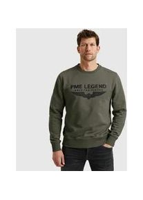 PME-Legend Sweatshirt PME LEGEND "Crewneck soft terry with logo", Herren, Gr. XXL, grau (beluga), Sweatware, Obermaterial: 100% Baumwolle, bestickt, regular fit normal, Rundhals, Rippb&uuml;ndchen, Sweatshirts Sweatshirt, mit Logo Stickerei