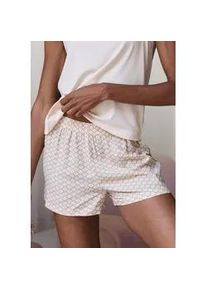 Pyjamashorts Lascana, Damen, Gr. 34, N-Gr, beige (beige, wei&szlig;, gemustert), Web, Obermaterial: 100% Viskose, gemustert, gerade kurz, Hosen, mit edlem Allover-Muster