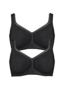 B&uuml;gelloser BH SuSa "2er Pack Baumwoll BH ohne B&uuml;gel Organic Cotton", Damen, Gr. 95, Cup A, schwarz (schwarz schwarz), Stoff, Obermaterial: 83% Baumwolle CO. 10% Polyamid PA. 7% Elasthan EL., BHs