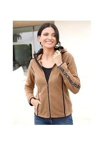 Fleecejacke Classic Basics, Damen, Gr. 48, gelb (camel, schwarz), 100% Polyester, unifarben, Jacken Fleecejacke