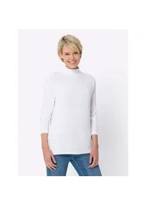 Stehkragenshirt Classic Basics "Stehkragen-Shirt", Damen, Gr. 42, beige (ecru), 95% Viskose, 5% Elasthan, unifarben, Shirts Stehkragenshirt