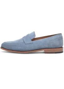 Loafer Henry Stevens "Marshall PL Businessschuh", Herren, Gr. 44,5, blau (blaugrau), Kalbsvelours, Schuhe Loafer, Herren Halbschuhe Leder handgefertigt, Anzugschuhe Slipper
