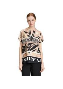 Longbluse Betty Barclay "Damen mit Stehkragen", Damen, Gr. 42, beige (beige, schwarz), Obermaterial: 100% Viskose, ausgestellt normal, Blusen Longbluse