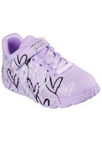 Sneaker Skechers "UNO LITE - LOVE LEVITATE", Damen, Gr. 30, bunt (lavendel, multi), Lederimitat, Schuhe Sneaker, Schn&uuml;rschuh mit bedruckter Sohle, Gr&ouml;&szlig;enschablone zum Download
