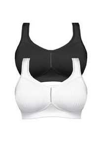 B&uuml;gelloser BH SuSa "2er Pack Entlastungs BH Cremona", Damen, Gr. 80, Cup G, bunt (schwarz wei&szlig;), Obermaterial: 76% Polyamid PA. 24% Elasthan EL., BHs