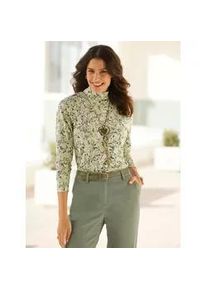 Langarmshirt Inspirationen "Shirt", Damen, Gr. 36, bunt (lindgr&uuml;n, zitrone, bedruckt), 95% Baumwolle, 5% Elasthan, gebl&uuml;mt, gemustert, mehrfarbig, Shirts Langarmshirt