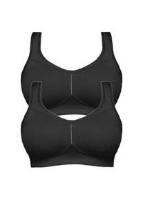 B&uuml;gelloser BH SuSa "2er Pack Entlastungs BH Cremona", Damen, Gr. 75, Cup H, schwarz (schwarz schwarz), Obermaterial: 76% Polyamid PA. 24% Elasthan EL., BHs