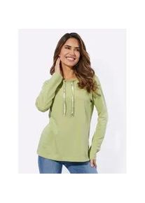 Langarmshirt Classic Basics "Langarm-Shirt", Damen, Gr. 52, gr&uuml;n (lindgr&uuml;n), 100% Baumwolle, gebl&uuml;mt, gemustert, mehrfarbig, Rundhals, Shirts Langarmshirt