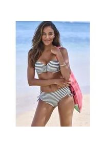 Bikini-Hose Venice Beach "Summer", Damen, Gr. 38, N-Gr, gr&uuml;n (oliv gestreift), Polyamid, gestreift, Badehosen Bikini-Hose, seitlich zu raffen