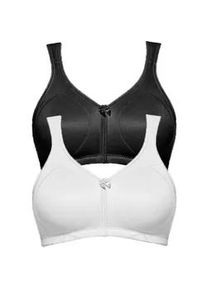 Entlastungs-BH SuSa "2er Pack Entlastungs BH Topsy Plus", Damen, Gr. 90, Cup E, bunt (schwarz wei&szlig;), Stoff, Obermaterial: 78% Polyamid PA. 22% Elasthan EL., BHs Entlastungs-BH