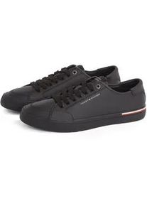 Sneaker Tommy Hilfiger "CORE CORPORATE VULC LEATHER", Herren, Gr. 44, schwarz, Leder, Lederimitat, Schuhe Sneaker, Freizeitschuh, Halbschuh, Schn&uuml;rer mit Logoschriftzug
