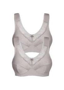 Entlastungs-BH SuSa "2er Pack Entlastungs BH ohne B&uuml;gel Basic", Damen, Gr. 90, Cup D, lila (frosty lavender frosty lavender), Obermaterial: 55% Polyamid PA. 39% Baumwolle CO. 6% Elasthan EL., BHs Entlastungs-BH